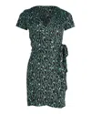 Diane Von Furstenberg Printed Wrap Mini Dress In Teal Silk In Green