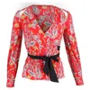 Diane Von Furstenberg Printed Wrap Top In Red Silk In Red