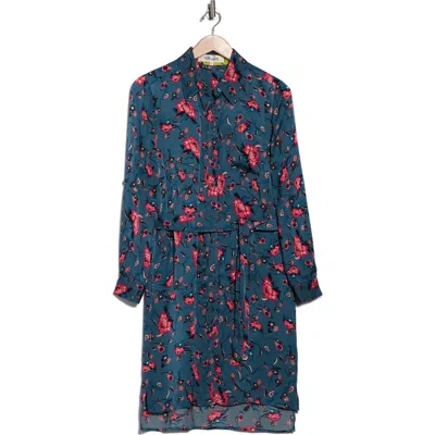 Diane Von Furstenberg Prita Floral Long Sleeve Shirtdress In Blue