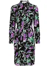 Diane Von Furstenberg Prita Belted Floral-print Shirtdress In Schwarz