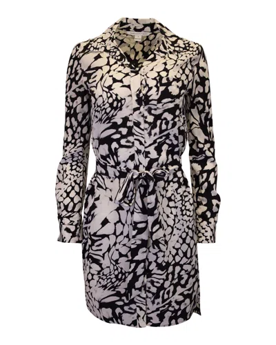Diane Von Furstenberg Prita Printed Shirt Dress In White Silk