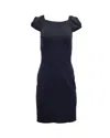 Diane Von Furstenberg Puffed Sleeve Mini Dress In Navy Blue Viscose In Black
