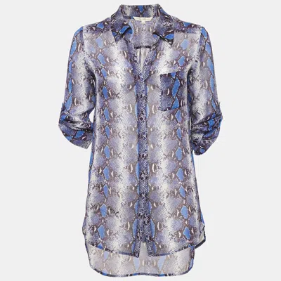 Pre-owned Diane Von Furstenberg Purple Printed Silk Button Front Shirt S