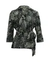 Diane Von Furstenberg Quarter Sleeve Wrap Top In Navy Blue Silk In Blue