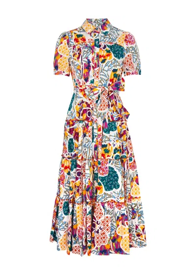 Diane Von Furstenberg Queena Printed Cotton-blend Shirt Dress In Multicoloured