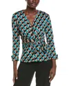 Diane Von Furstenberg Rachael Print Top In Blue
