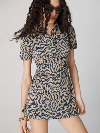 Diane Von Furstenberg Rachel Mini Dress In Tiny Troy Maze Beige