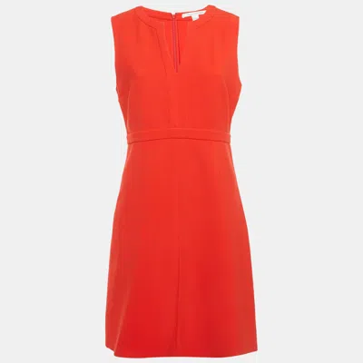 Pre-owned Diane Von Furstenberg Red Crepe Sleeveless Sheath Dress M