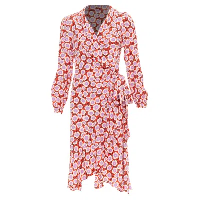 Diane Von Furstenberg Red Purple Floral Wrap Dress
