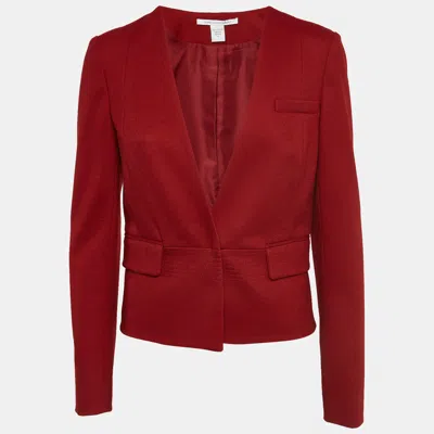 Pre-owned Diane Von Furstenberg Red Wool Single Breasted Blazer M