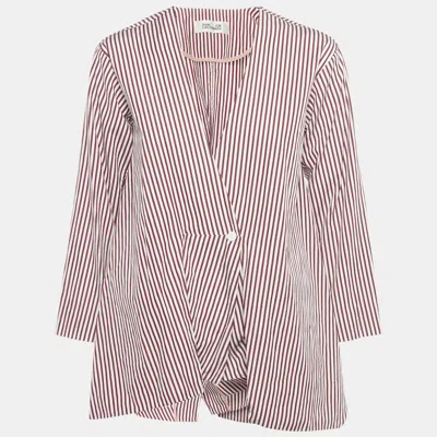 Pre-owned Diane Von Furstenberg Red/white Striped Flared Blouse M