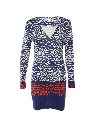 Pre-owned Diane Von Furstenberg Reina Printed Dress In Blue