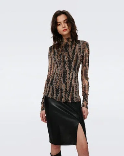 Diane Von Furstenberg Remy Metallic Mesh Top