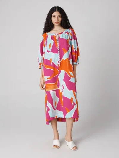 Diane Von Furstenberg Rhodes Cotton Dress In Giant Island Camo Pink