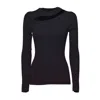 Diane Von Furstenberg Ribbed Knit Pullover With Diagonal Cut-out Detail