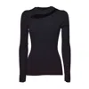 Diane Von Furstenberg Ribbed Knit Pullover With Diagonal Cut-out Detail
