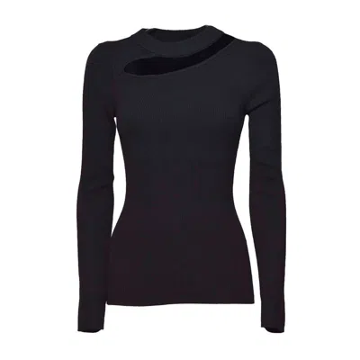 Diane Von Furstenberg Ribbed Knit Pullover With Diagonal Cut-out Detail