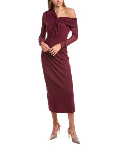 Diane Von Furstenberg Rich Twisted Stretch-jersey And Mesh Midi Dress In Burgundy