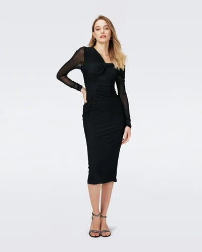 Diane Von Furstenberg Rich Metallic Mesh Dress In Black