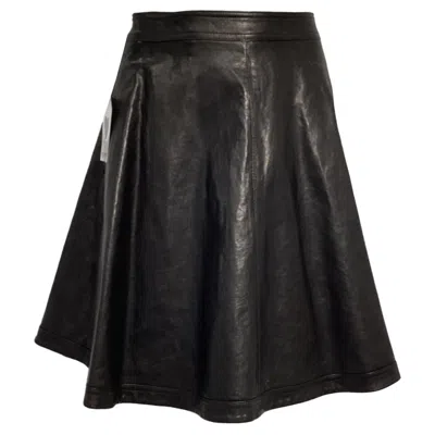 Diane Von Furstenberg Riley Skirt In Black Leather In Burgundy