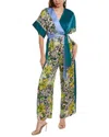 Diane Von Furstenberg Rinna Patchwork Satin Jumpsuit In Blue