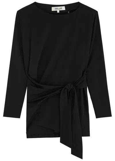 Diane Von Furstenberg Rosalind Wrap-effect Jersey Top In Black