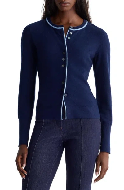 Diane Von Furstenberg Rosalita Merino Wool & Cashmere Cardigan In Maritime