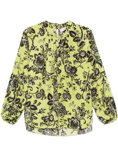 Diane Von Furstenberg Rouba Blouse In Green