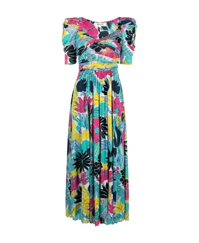 Diane Von Furstenberg Round Neck Short-sleeved Dress In Multicolor
