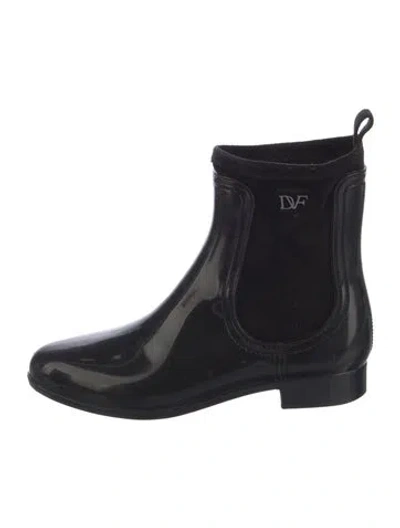 Pre-owned Diane Von Furstenberg Rubber Rain Boots In Black