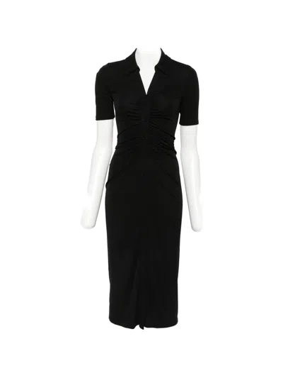 Diane Von Furstenberg Ruched Button-down Dress In Black