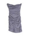 Diane Von Furstenberg Ruched Strapless Mini Dress In Grey Silk In Grey