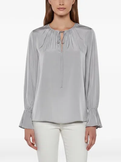 Pre-owned Diane Von Furstenberg Ruffled Neck-tie Blouse In Purple