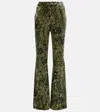 Diane Von Furstenberg Ruthette Printed Velvet Flared Pants In Green