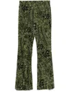 Diane Von Furstenberg Ruthette Printed Velvet Flared Pants In Green