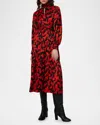 Diane Von Furstenberg Sai Tiered Hand-print Jacquard Midi Dress In Stage Hands Red