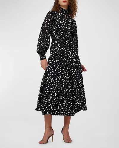 Diane Von Furstenberg Sai Tiered Polka-dot Midi Dress In Spot Light