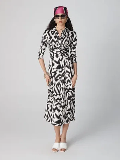 Diane Von Furstenberg Sana Dress In Troy Maze Black And White