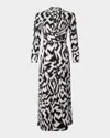 Diane Von Furstenberg Sana Geometric-print Midi Wrap Shirtdress In Troy Maze Med Bw