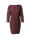 Diane Von Furstenberg Sarita Flower Lace Dress In Aubergine Purple Nylon In Purple