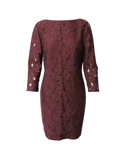 Diane Von Furstenberg Sarita Flower Lace Dress In Aubergine Purple Nylon