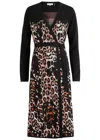 Diane Von Furstenberg Savannah Leopard-intarsia Midi Wrap Dress In Multicoloured