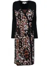 Diane Von Furstenberg Savannah Leopard-intarsia Midi Wrap Dress In Black
