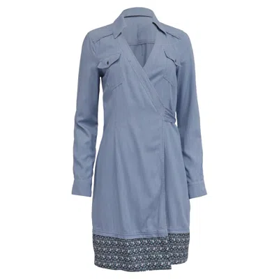 Diane Von Furstenberg Savion Collared Chambray Wrap Dress In Light Blue Rayon