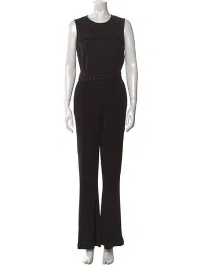 Pre-owned Diane Von Furstenberg Scoop Neck Jumpsuit In Black