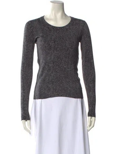 Pre-owned Diane Von Furstenberg Scoop Neck Long Sleeve Top In Multi