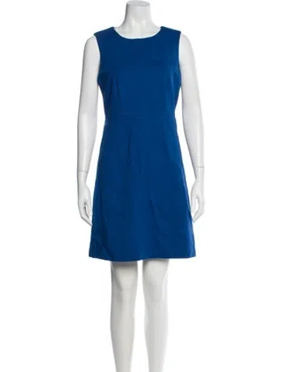 Pre-owned Diane Von Furstenberg Scoop Neck Mini Dress In Blue