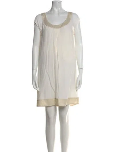 Pre-owned Diane Von Furstenberg Scoop Neck Mini Dress In Neutral
