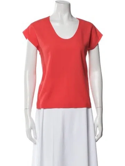 Pre-owned Diane Von Furstenberg Scoop Neck Short Sleeve Top In Red