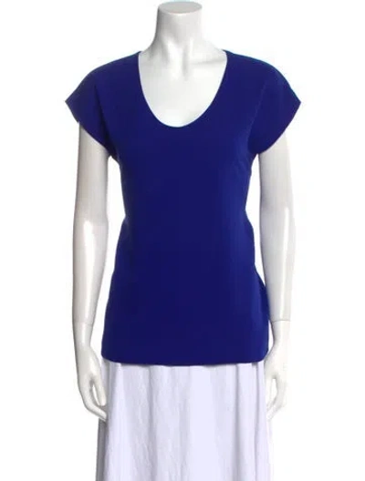 Pre-owned Diane Von Furstenberg Scoop Neck Short Sleeve T-shirt In Blue